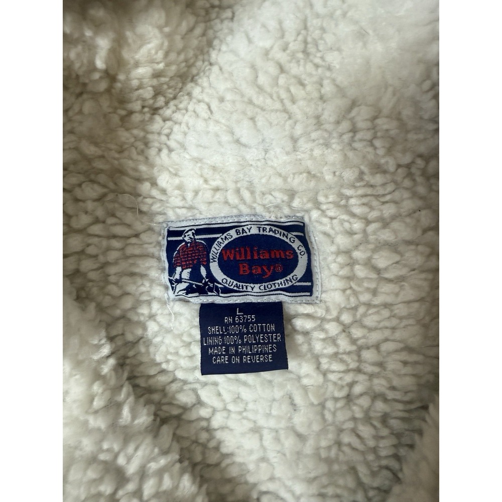 Vtg Williams Bay Sherpa Lined Hooded Flannel Jacket Men's L Plaid Barn Chore - Picture 4 of 6